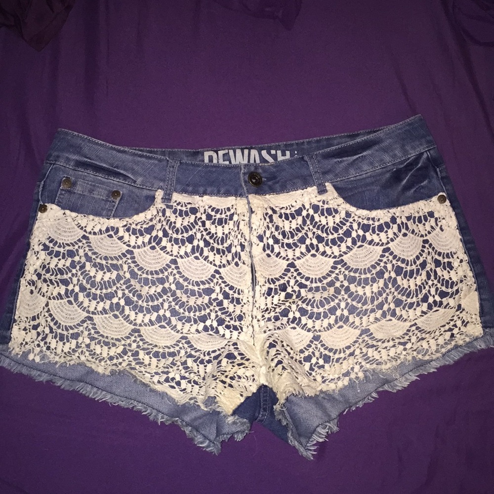 Rewash Denim Lace Shorts